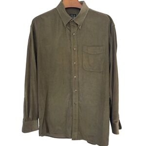 Jos A Bank Mens Corduroy Button Down Shirt Long‎ Sleeve Pocket Olive Green XL
